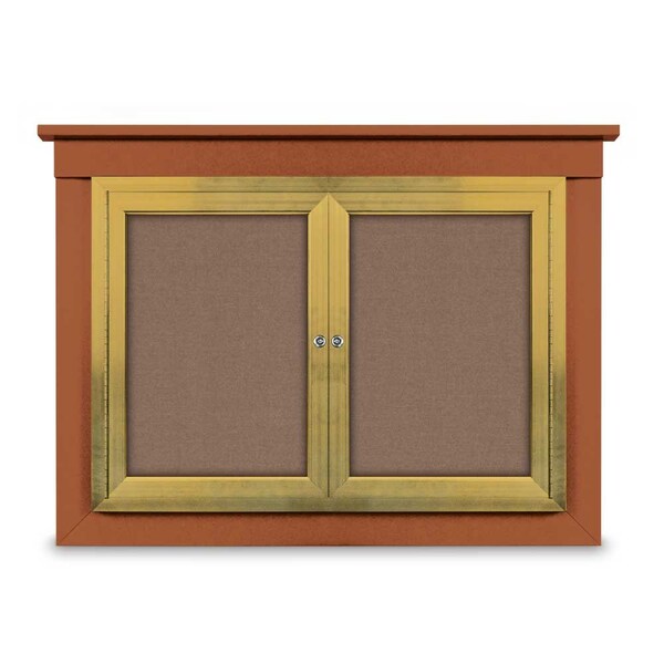 24"x36" 1-Door Enclosed Letterboard, Header, Grey Felt/Walnut